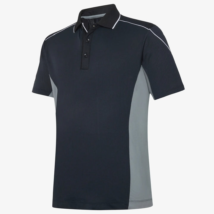 Monte is a Breathable short sleeve golf shirt for Men in the color Black/Sharkskin(0)