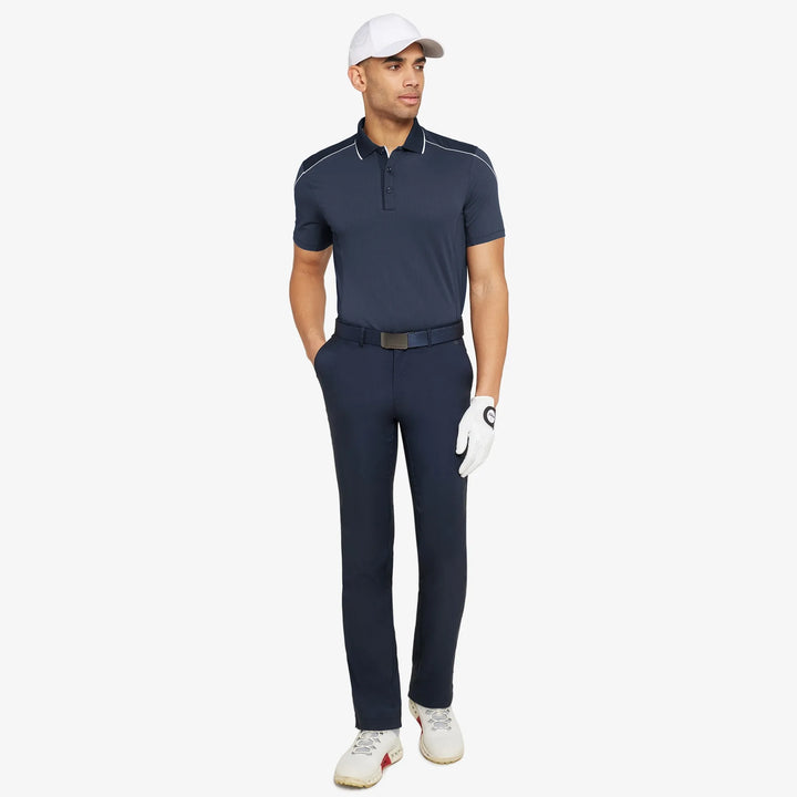 Monte is a Breathable short sleeve golf shirt for Men in the color Navy/White(2)