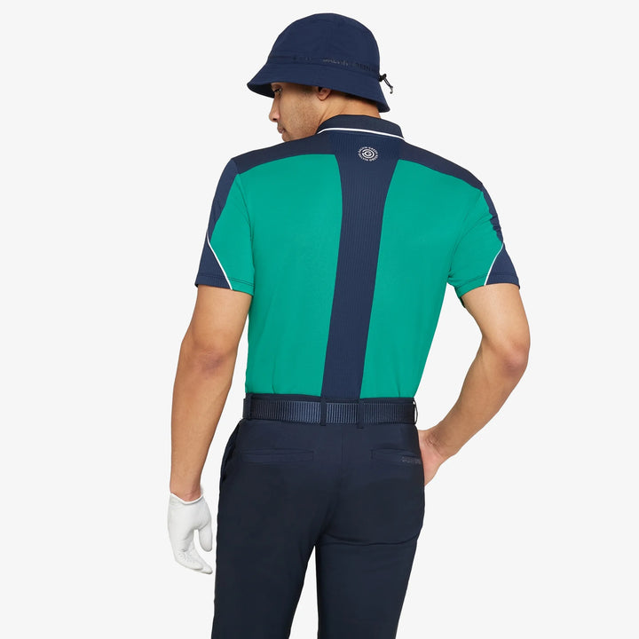 Monte is a Breathable short sleeve golf shirt for Men in the color Navy/Golf Green(4)