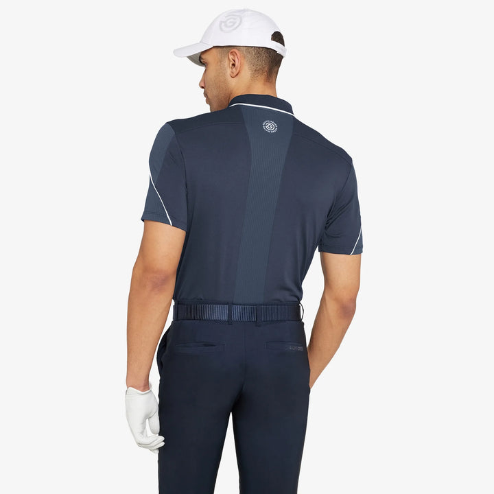 Monte is a Breathable short sleeve golf shirt for Men in the color Navy/White(4)