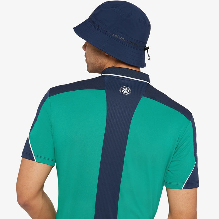 Monte is a Breathable short sleeve golf shirt for Men in the color Navy/Golf Green(5)