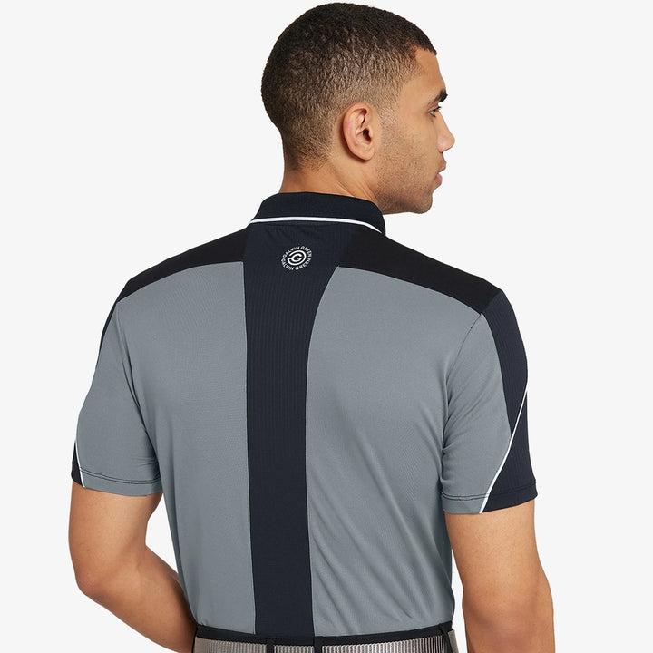 Monte is a Breathable short sleeve golf shirt for Men in the color Black/Sharkskin(5)