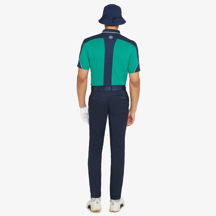 Monte is a Breathable short sleeve golf shirt for Men in the color Navy/Golf Green(6)