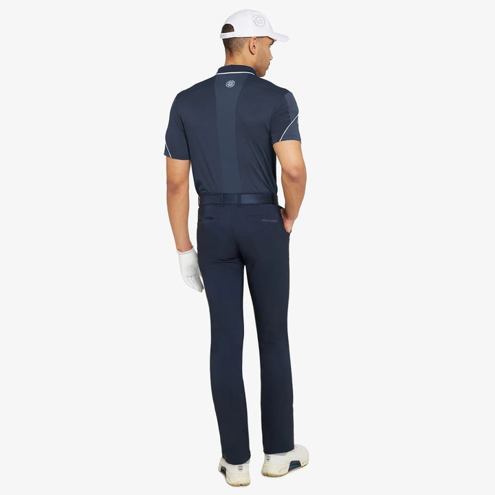 Monte is a Breathable short sleeve golf shirt for Men in the color Navy/White(6)