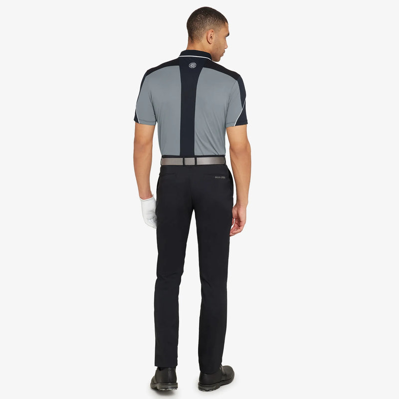 Monte is a Breathable short sleeve golf shirt for Men in the color Black/Sharkskin(6)