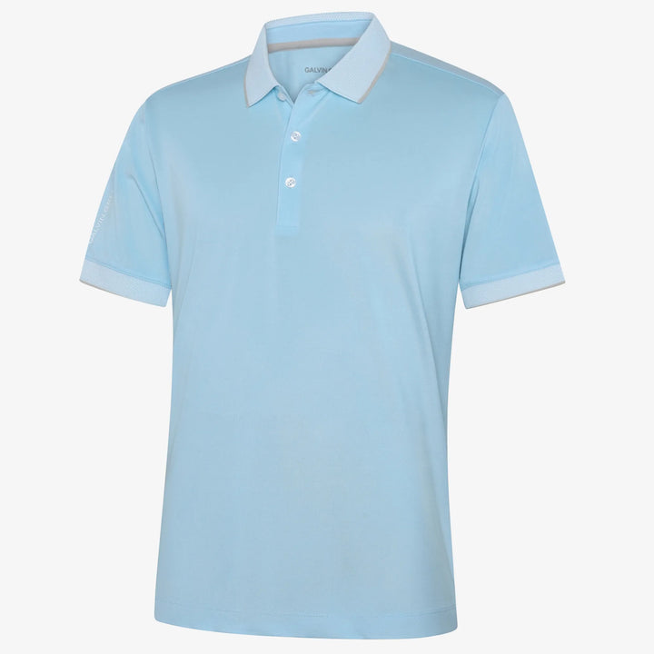 Moon is a Breathable short sleeve golf shirt for Men in the color Crystal Blue/Sand(0)