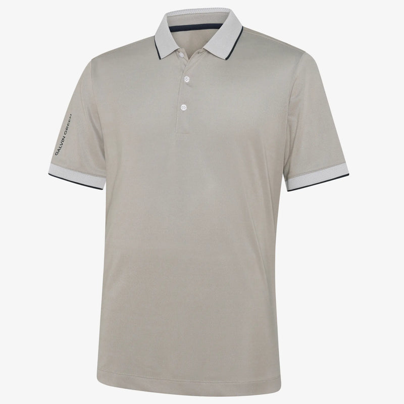 Moon is a Breathable short sleeve golf shirt for Men in the color Sand/Navy(0)