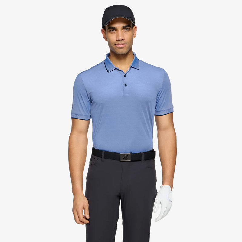 Moon is a Breathable short sleeve golf shirt for Men in the color Royal Blue/Black(1)
