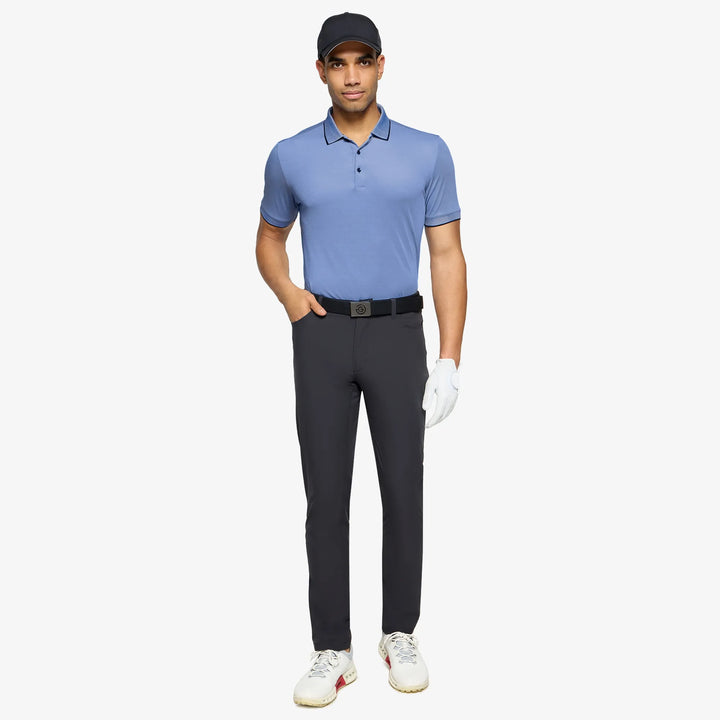 Moon is a Breathable short sleeve golf shirt for Men in the color Royal Blue/Black(2)