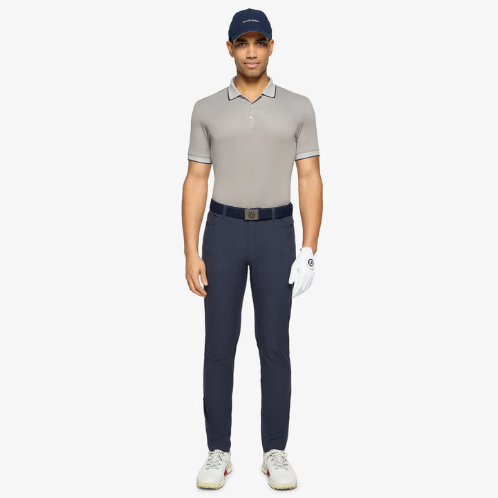 Moon is a Breathable short sleeve golf shirt for Men in the color Sand/Navy(2)