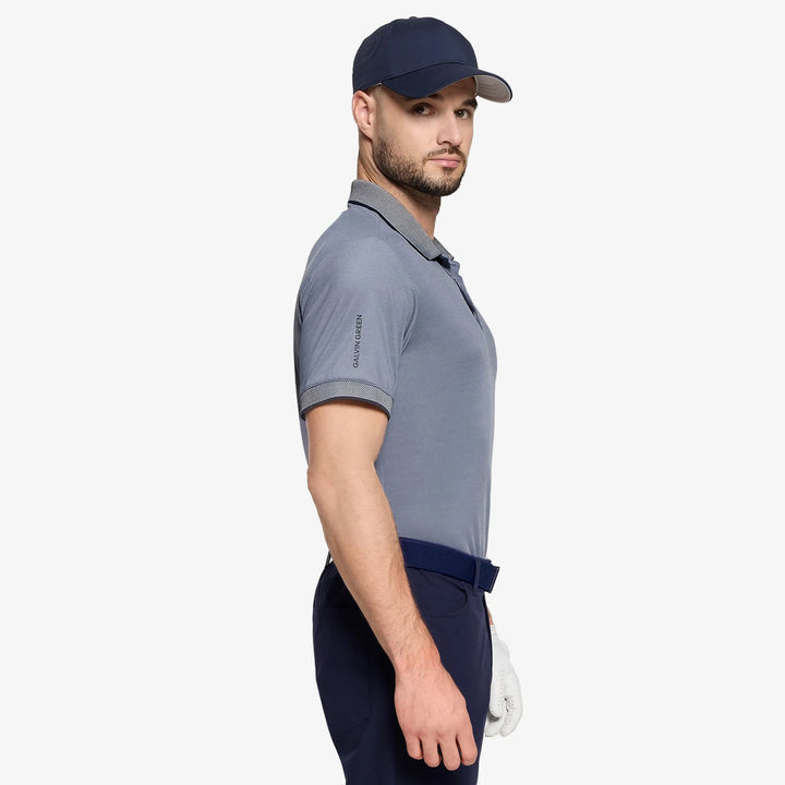 Moon is a Breathable short sleeve golf shirt for Men in the color Moonlight Blue/Navy(3)