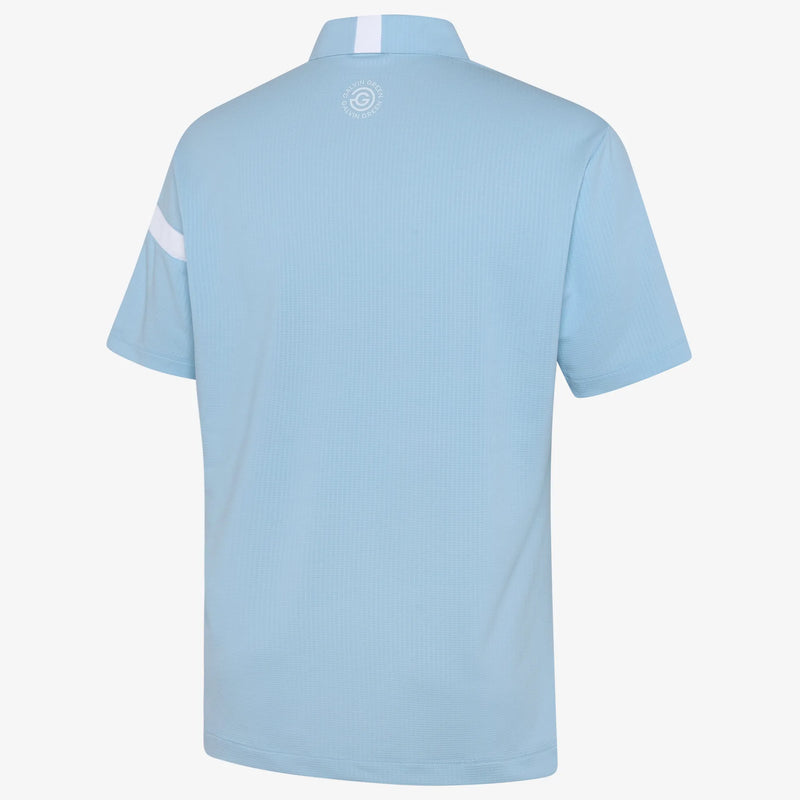 Morley is a Breathable short sleeve golf shirt for Men in the color Crystal Blue/White(1)