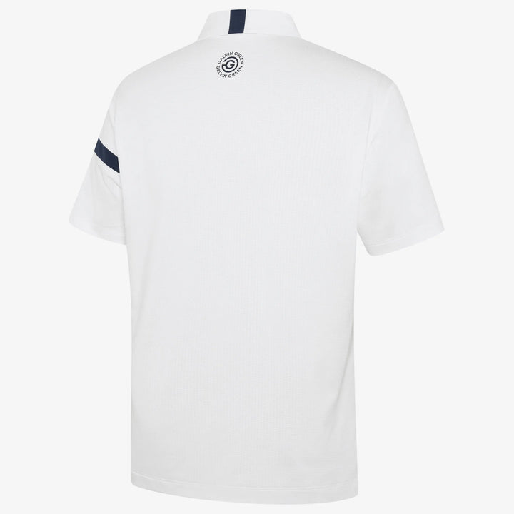 Morley is a Breathable short sleeve golf shirt for Men in the color White/Navy(1)
