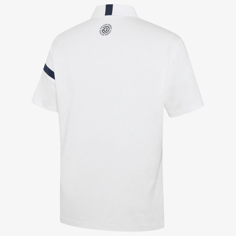 Morley is a Breathable short sleeve golf shirt for Men in the color White/Navy(1)