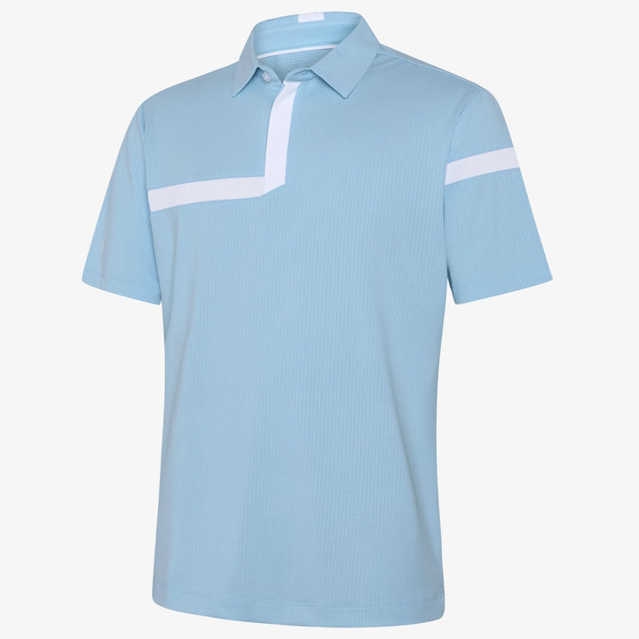 Morley is a Breathable short sleeve golf shirt for Men in the color Crystal Blue/White(0)