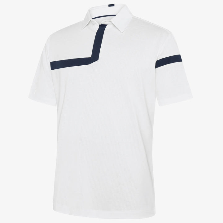 Morley is a Breathable short sleeve golf shirt for Men in the color White/Navy(0)