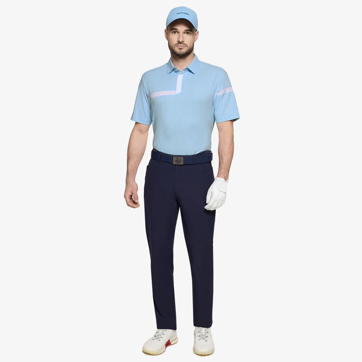 Morley is a Breathable short sleeve golf shirt for Men in the color Crystal Blue/White(2)