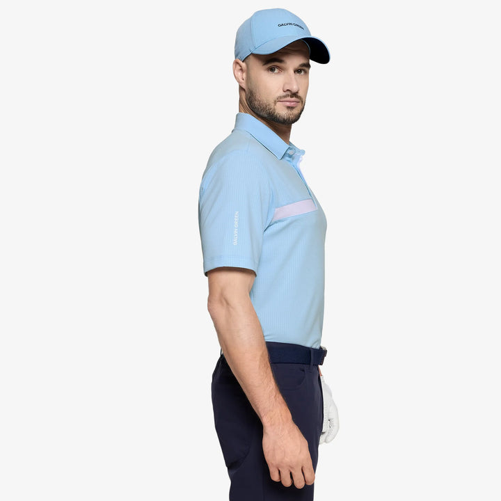 Morley is a Breathable short sleeve golf shirt for Men in the color Crystal Blue/White(3)