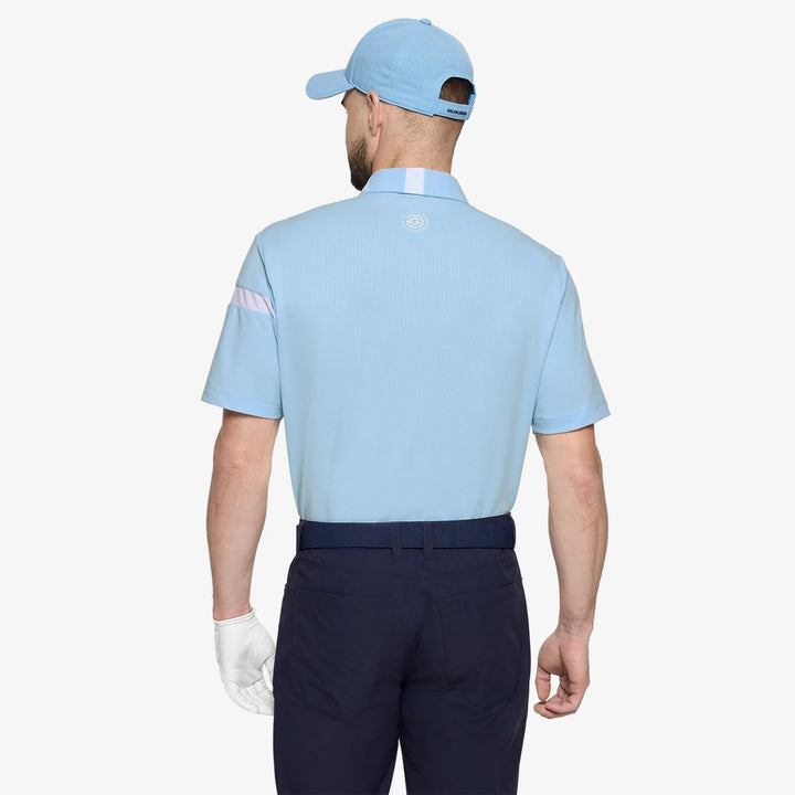 Morley is a Breathable short sleeve golf shirt for Men in the color Crystal Blue/White(4)