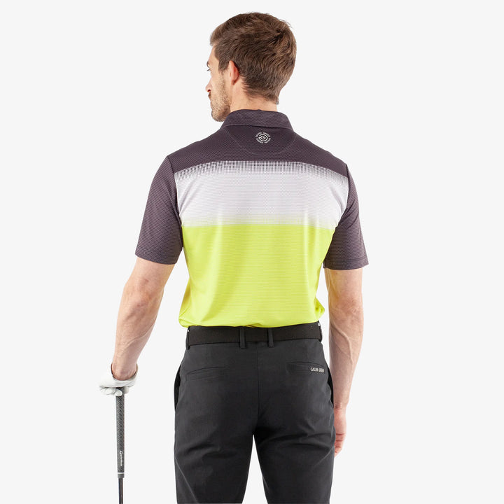 Mirca is a Breathable short sleeve golf shirt for Men in the color Sunny Lime/White/Bla(4)