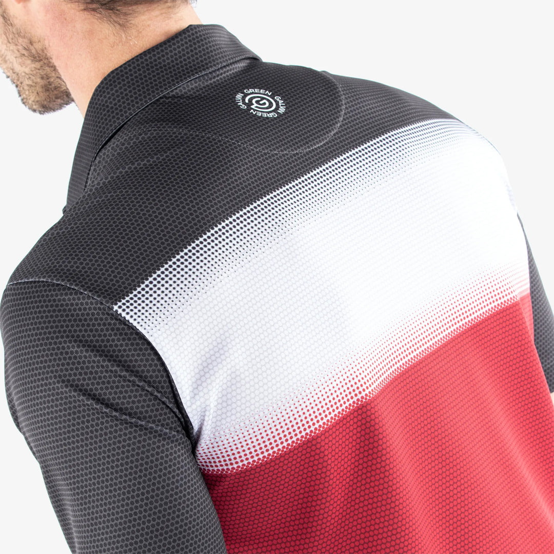 Mirca is a Breathable short sleeve golf shirt for Men in the color Red/White/Black(5)