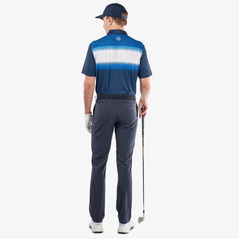 Mirca is a Breathable short sleeve golf shirt for Men in the color Navy/White/Blue (7)