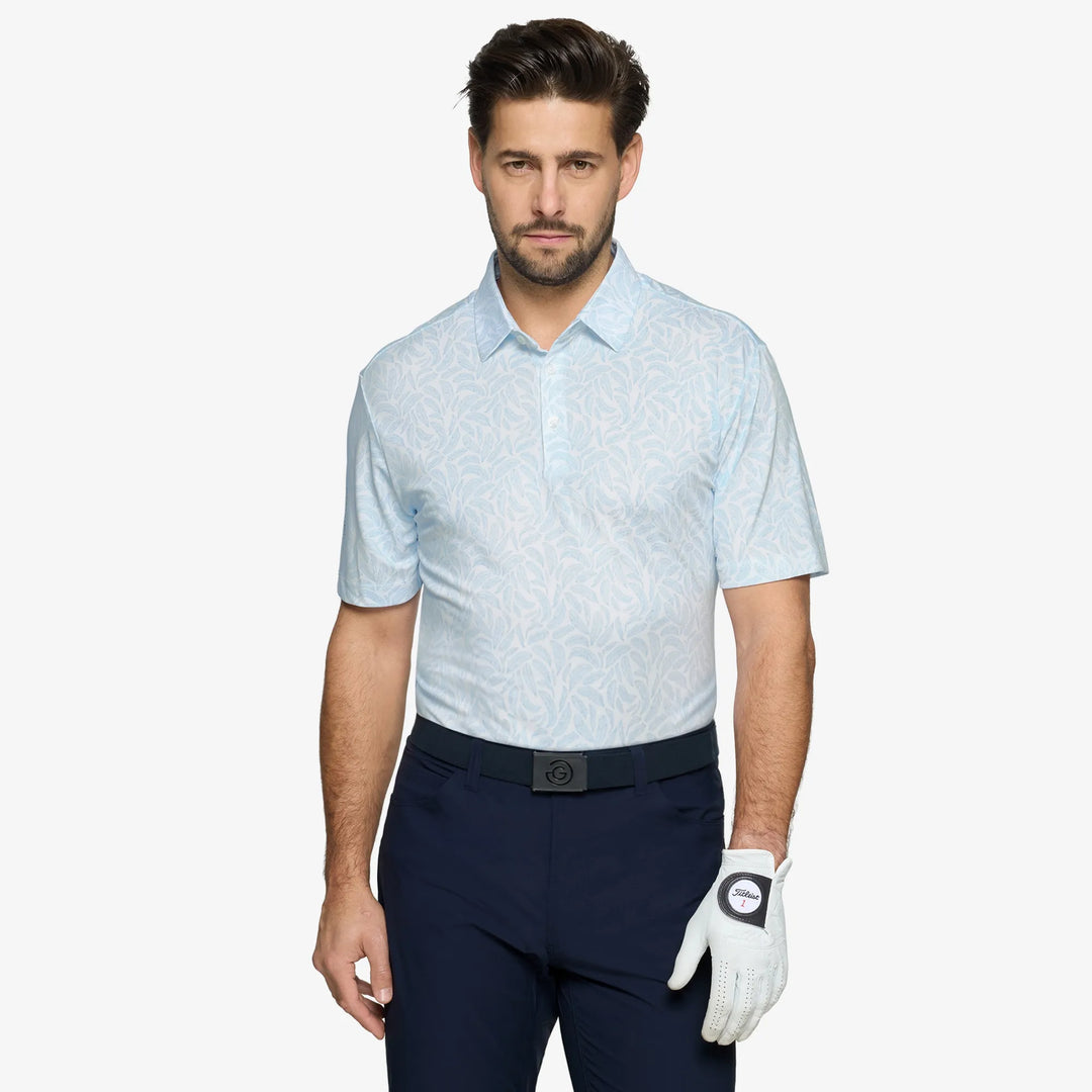 Muir is a Breathable short sleeve golf shirt for Men in the color Crystal Blue(1)