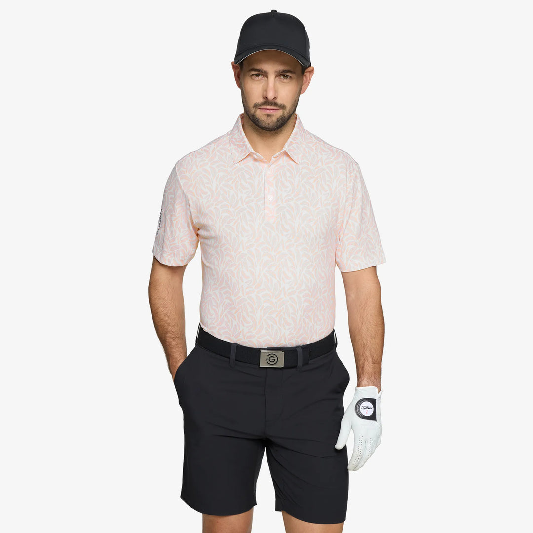 Muir is a Breathable short sleeve golf shirt for Men in the color Orange(1)