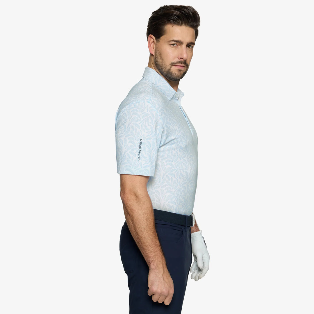 Muir is a Breathable short sleeve golf shirt for Men in the color Crystal Blue(3)