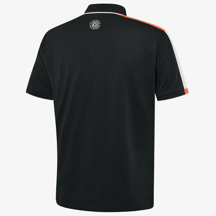Mulligan is a Breathable short sleeve golf shirt for Men in the color Black/White/Orange(6)