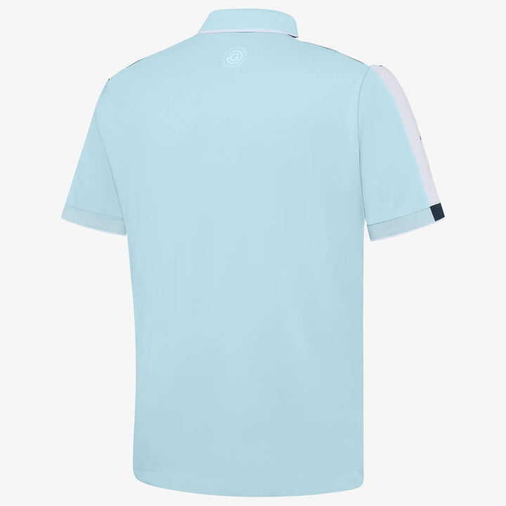 Mulligan is a Breathable short sleeve golf shirt for Men in the color Crystal Blue/White/Navy(6)