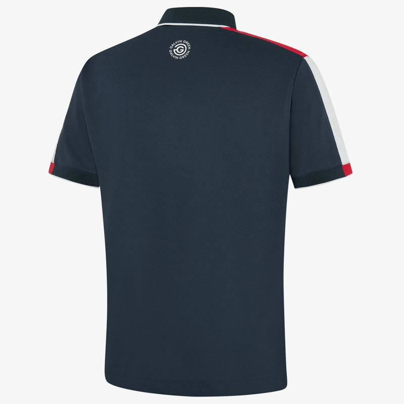 Mulligan is a Breathable short sleeve golf shirt for Men in the color Navy/Red/White(6)