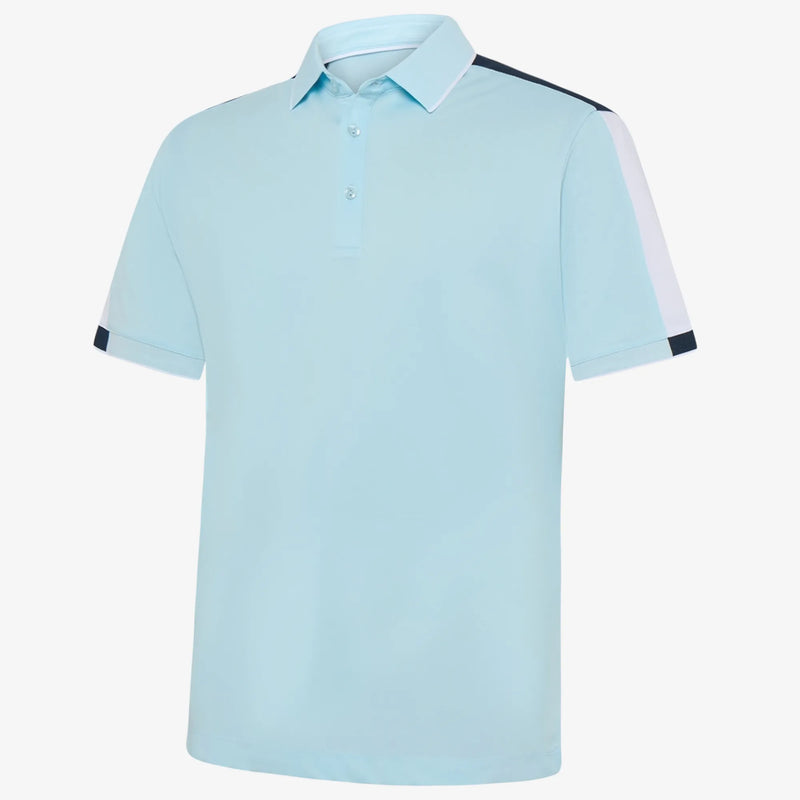 Mulligan is a Breathable short sleeve golf shirt for Men in the color Crystal Blue/White/Navy(0)