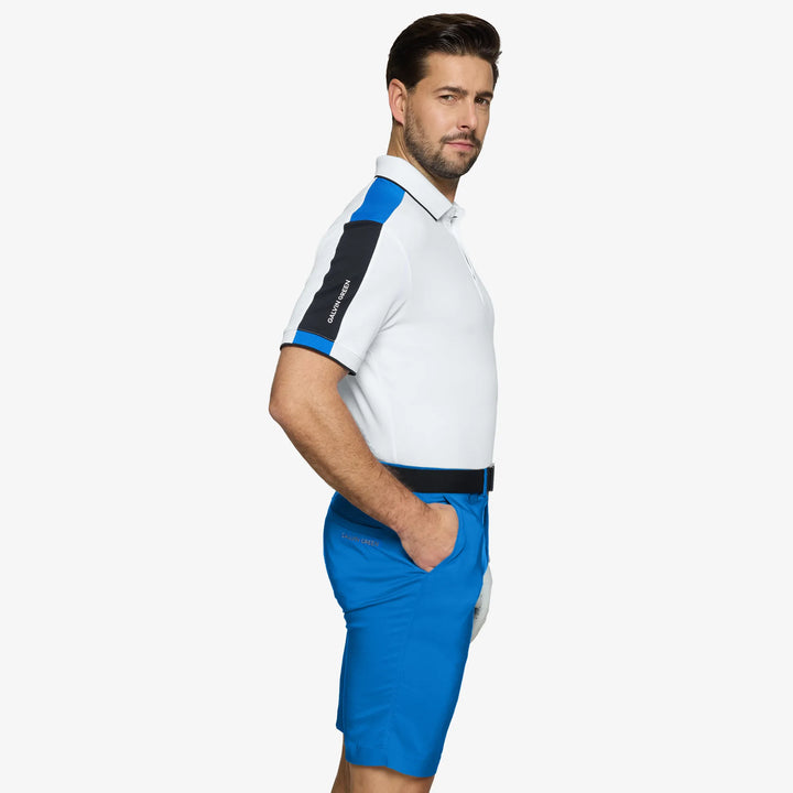 Mulligan is a Breathable short sleeve golf shirt for Men in the color Royal Blue/White/Black(3)