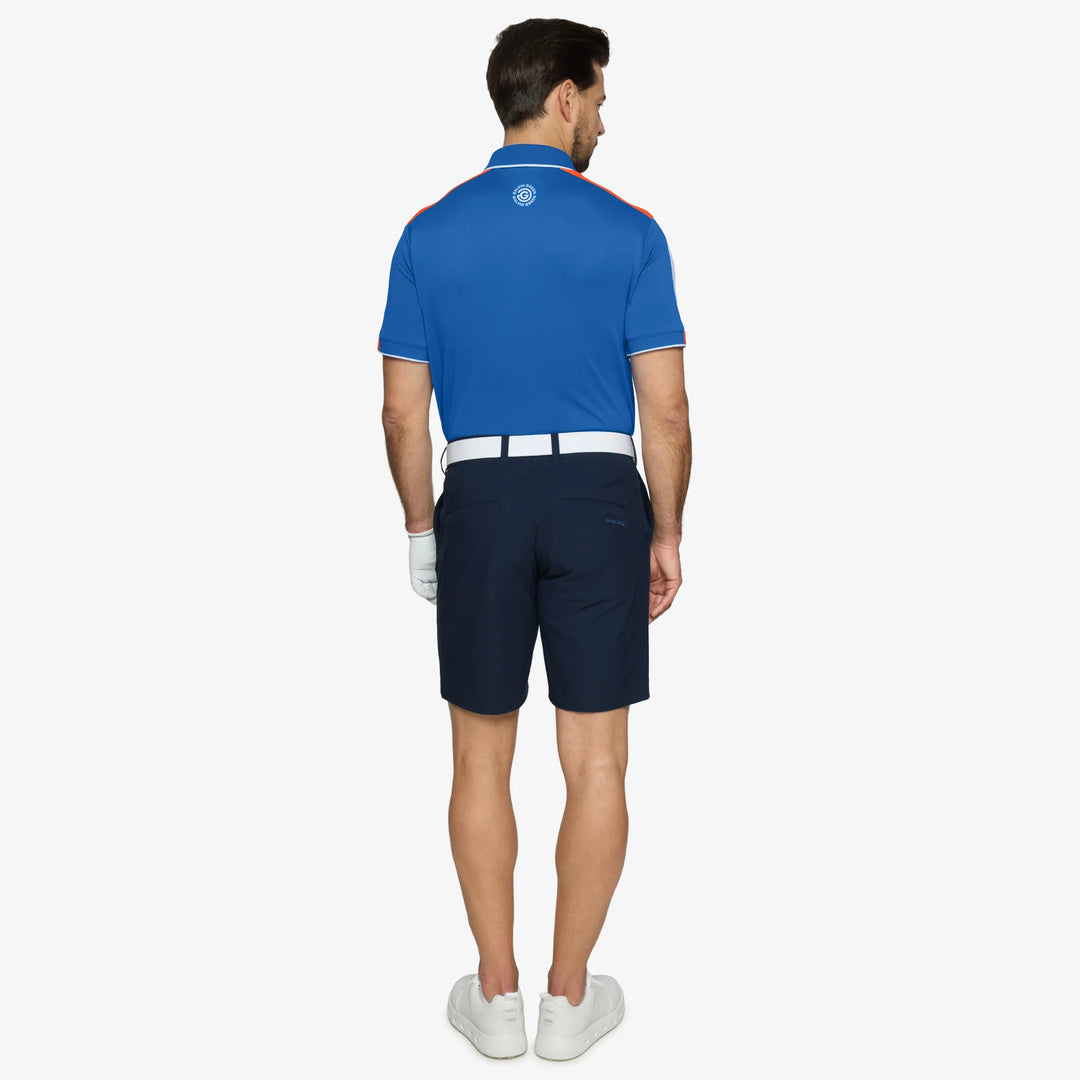 Mulligan is a Breathable short sleeve golf shirt for Men in the color Royal Blue/White/Orange(5)