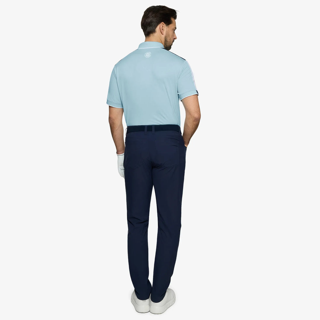 Mulligan is a Breathable short sleeve golf shirt for Men in the color Crystal Blue/White/Navy(5)