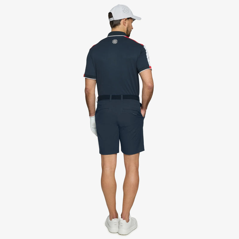 Mulligan is a Breathable short sleeve golf shirt for Men in the color Navy/Red/White(5)