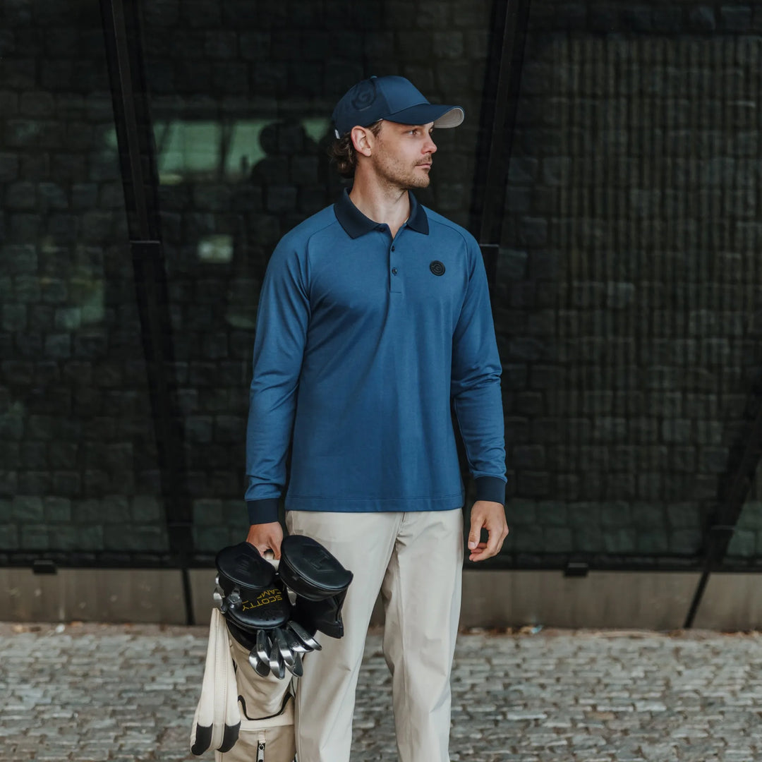 Murdoch is a Breathable long sleeve golf shirt for Men in the color Blue Slate(7)