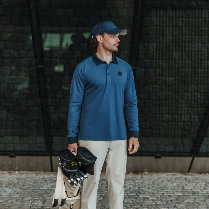 Murdoch is a Breathable long sleeve golf shirt for Men in the color Blue Slate(7)