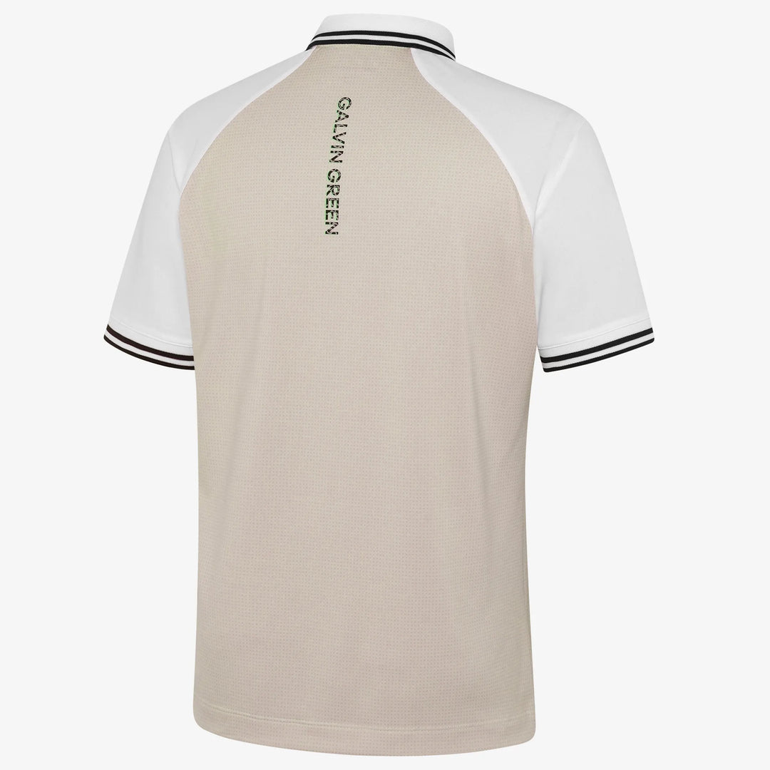 Myles is a Breathable short sleeve golf shirt for Men in the color Sand/White(7)