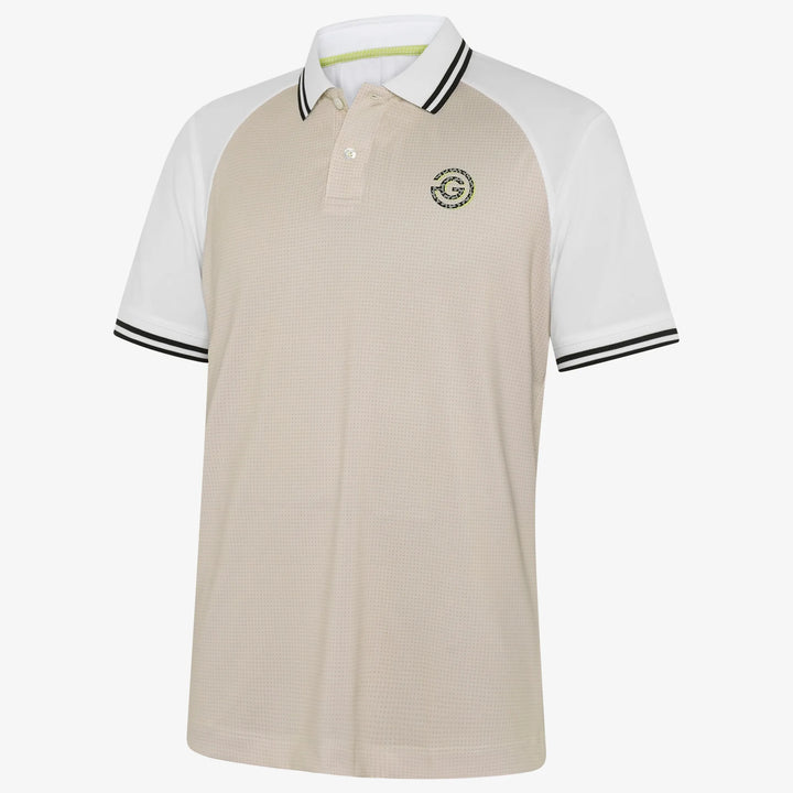 Myles is a Breathable short sleeve golf shirt for Men in the color Sand/White(0)
