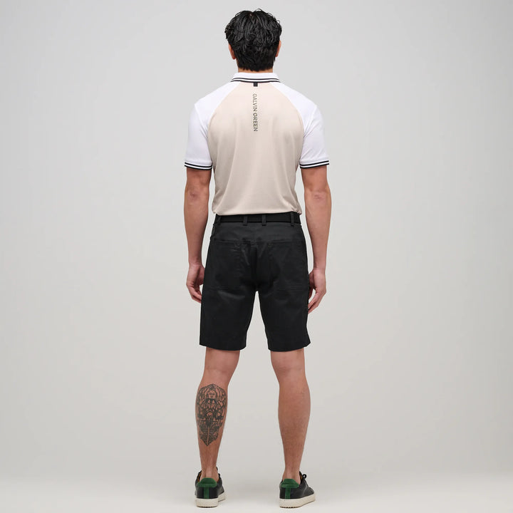 Myles is a Breathable short sleeve golf shirt for Men in the color Sand/White(6)