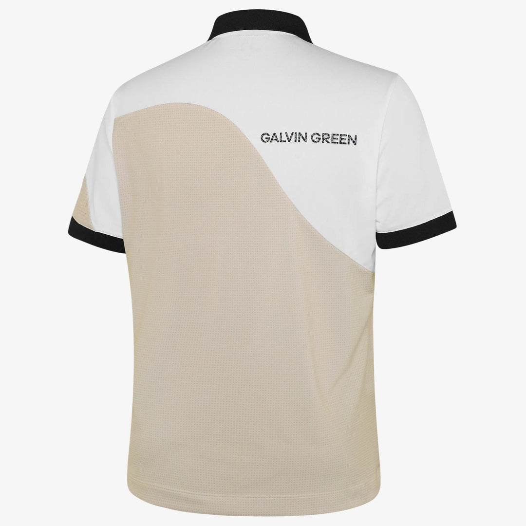 Myron is a Breathable short sleeve golf shirt for Men in the color Sand/White(7)