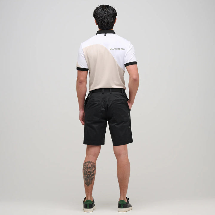 Myron is a Breathable short sleeve golf shirt for Men in the color Sand/White(6)