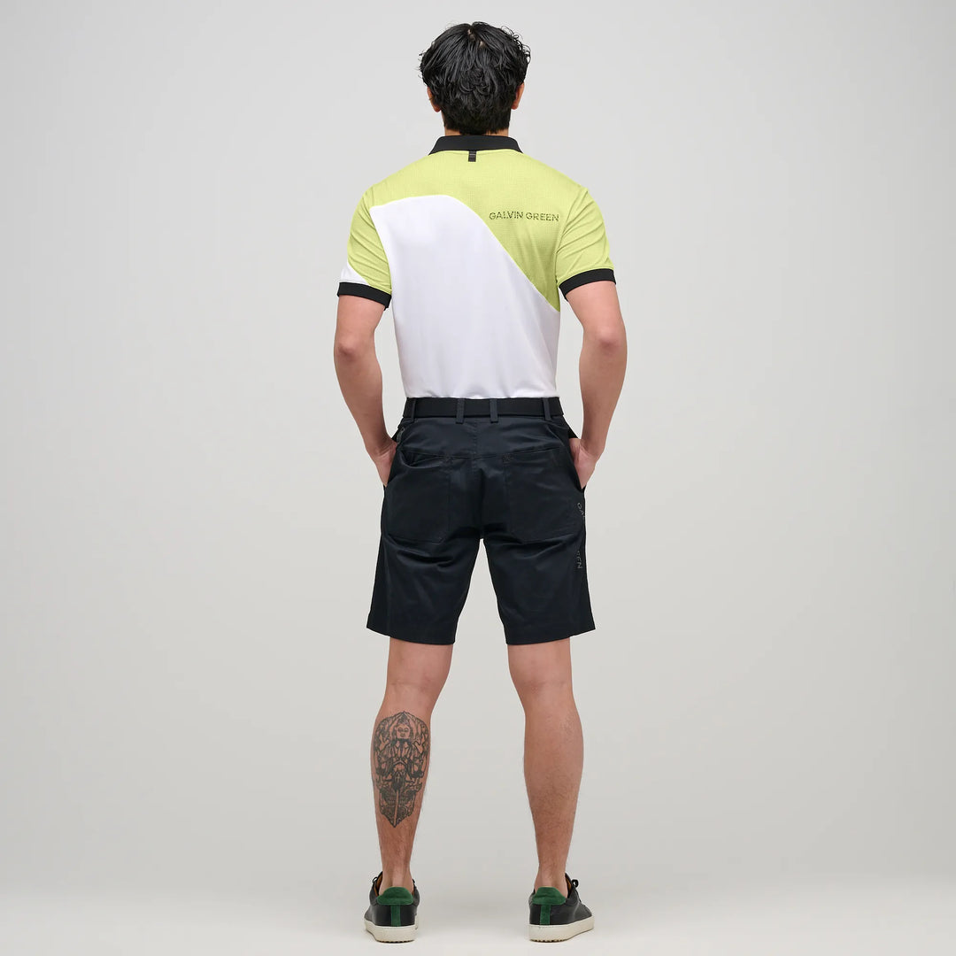 Myron is a Breathable short sleeve golf shirt for Men in the color White/Sunny Lime(6)
