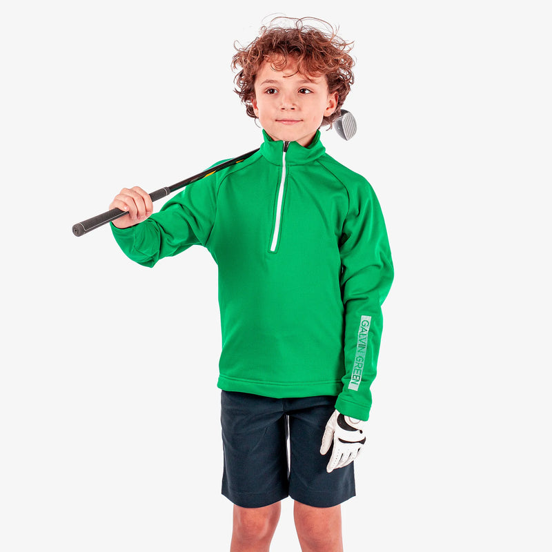 Raz is a Insulating golf mid layer for Juniors in the color Golf Green(1)