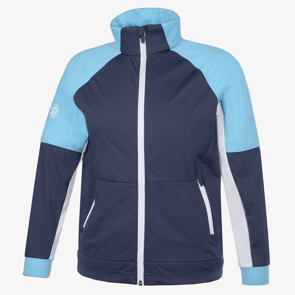 Remi is a Windproof and water repellent golf jacket for Juniors in the color Navy/Alaskan Blue/Wh(0)