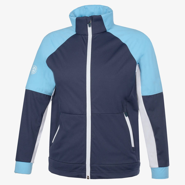 Remi is a Windproof and water repellent golf jacket for Juniors in the color Navy/Alaskan Blue/Wh(0)