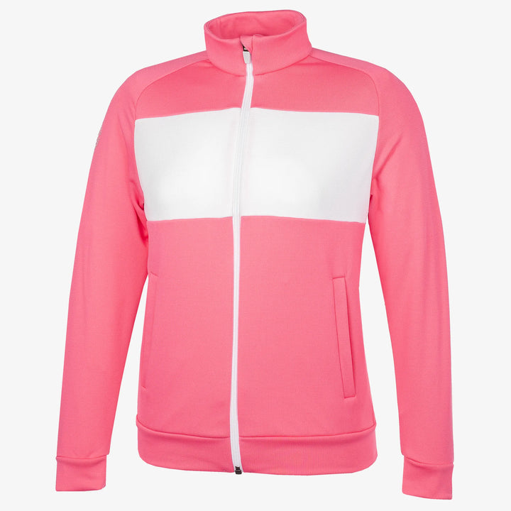 Rex is a Insulating golf mid layer for Juniors in the color Camelia Rose/White(0)