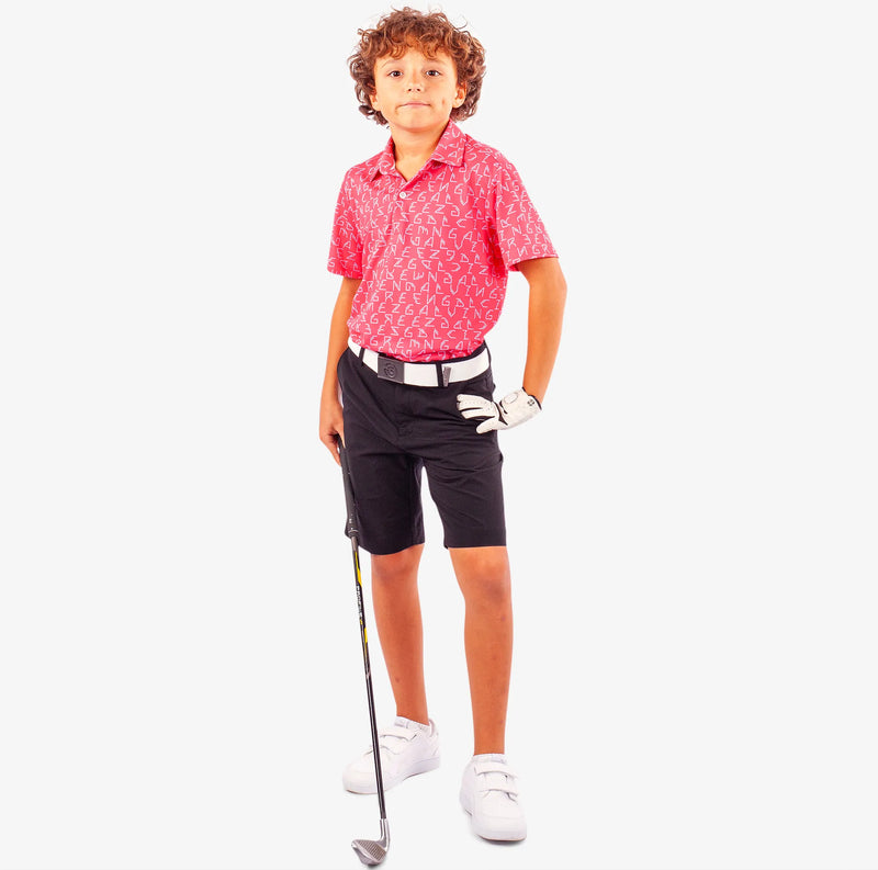 Rickie is a Breathable short sleeve golf shirt for Juniors in the color Camelia Rose(3)